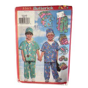Butterick 5565 Pattern Sizes 2-5 Kids Doctor Nurse Scrubs Pants Shirt Cap UNCUT